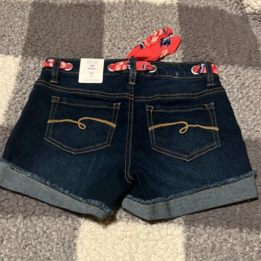 NWT Justice Girl’s Denim Jean Shorts Cutoffs Size 14 Slim